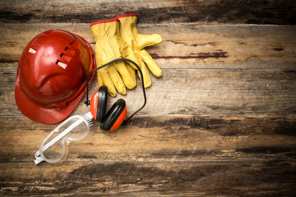 Various protective equipment for construction workers